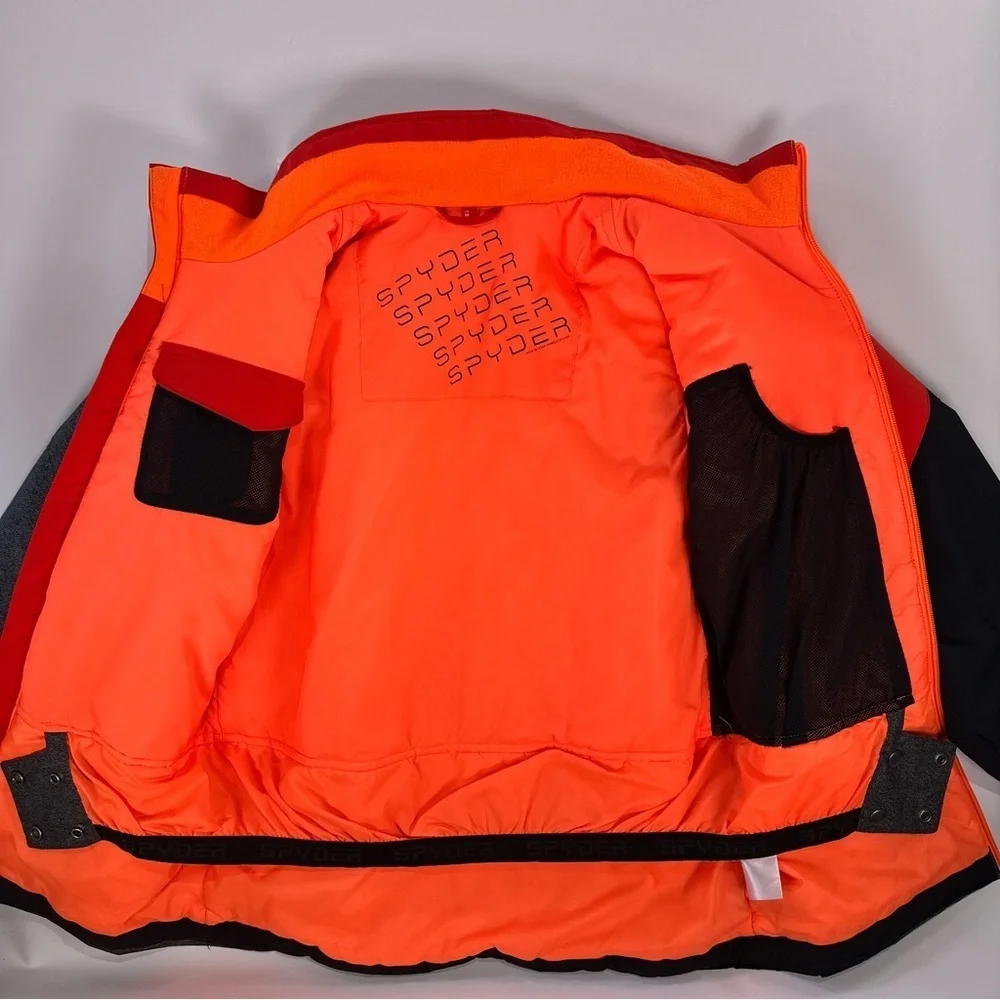 Spyder Kids' Vibrant Red and Charcoal Puffer Jacket